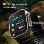 TWS Crown Smart Watch 1.95'' Screen, BT Calling, Working Crown, Zinc Alloy Frame, 900 Nits Brightness, AI Voice Assistant, SpO2 Monitoring, 120+ Sports Mode (Pure Black)